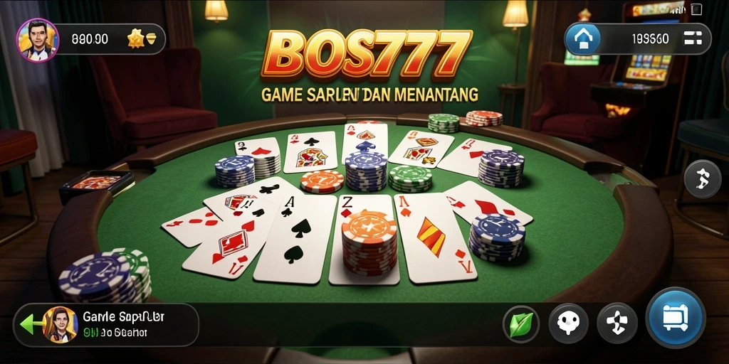 Screenshot utama gameplay Gaple di BOS777 yang menarik dan seru.