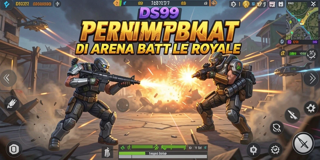 Screenshot DS99 menunjukkan aksi intens di pertempuran Battle Royale.