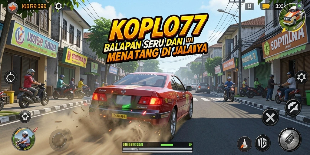 Tampilan permainan KOPLO77 dengan trek balapan yang menegangkan.