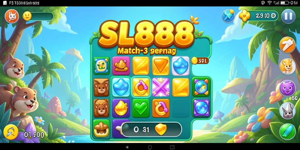 Screenshot gameplay SL888 menampilkan aksi seru dalam permainan Match-3.